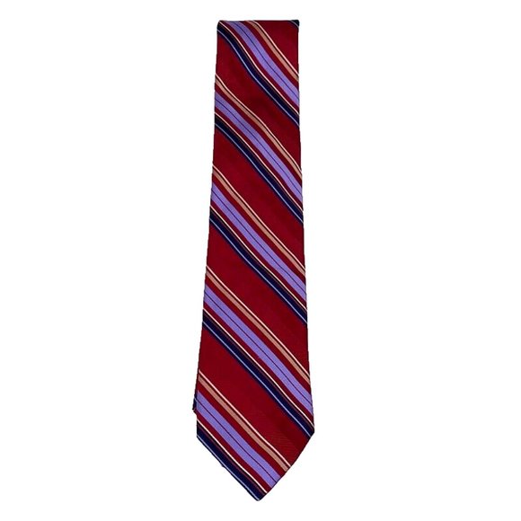 Ike Behar New York Tie Imported Silk Red Stripe Mens - Picture 4 of 4